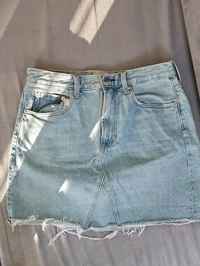 Everlane Light Blue Denim Mini Skirt with Raw Hem